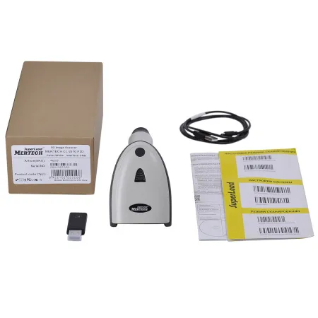 сканер штрих-кода беспроводной mertech cl-2210 ble dongle p2d usb, белый